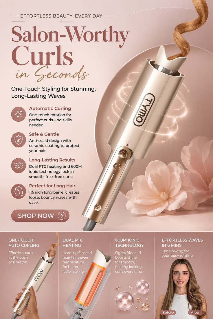 3-in-1 Automatic Curling Iron Large Wave Styling Curler